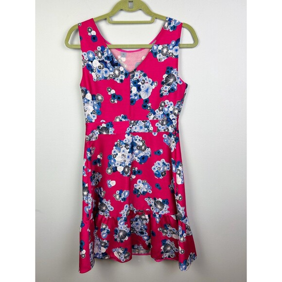 Diane von Furstenberg DVF Topanga Pink Floral Jacquard Fit & Flare Dress Women 2 - Picture 6 of 13